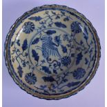 A CHINESE BLUE AND WHITE DISH 20th Century. 18 cm wide.