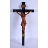 A FINE 19TH CENTURY EUROPEAN CARVED BOXWOOD CORPUS CHRISTI CRUCIFIX very well depicted upon a wood c