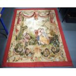 A LARGE EARLY 20TH CENTURY NORTHERN EUROPEAN AUBUSSON TYPE HANGING TAPESTRY decorated with flowers.