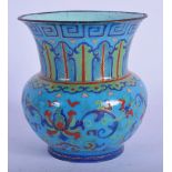 A LATE 18TH/19TH CENTURY CHINESE CANTON ENAMEL ZHADOU VASE Qing, decorated with foliage. 9 cm x 7 cm