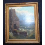 A framed oil on canvas of a coastal scene by Cedric Gray 1901. 53 x 43cm