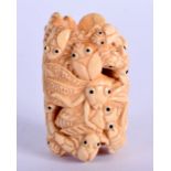 A 20TH CENTURY BONE NETSUKE CARVED WITH INSECTS. 5cm long