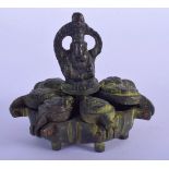 A SMALL INDIAN BRONZE SPICE BOX. 6.5cm x 6cm, weight 202g