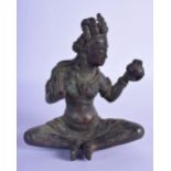 A FINE 17TH/18TH CENTURY NEPALESE TIBETAN HIMALAYAN FIGURE OF A BUDDHA modelled holding censer with