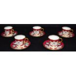 A collection of Royal Crown Derby porcelain tea cups & saucers. 11cm (10)