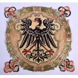 AN UNUSUAL ANTIQUE EUROPEAN SILK EMBROIDERED EAGLE BIRD PANEL possibly Polish or German. 30 cm squar