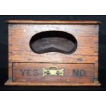 A vintage wooden yes/no ballot box possibly Masonic 17 x 25cm