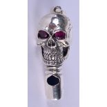 A STERLING SILVER SKULL PENDANT. 5cm x 1.5cm, weight 15g