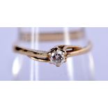 AN 9CT GOLD SOLITAIRE DIAMOND RING. Size O, weight 1.59g