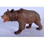 AN EARLY 20TH CENTURY 20TH CENTURY BAVARIAN BLACK FOREST BEAR modelled roaming. 16 cm x 11 cm.