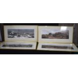 A collection of large framed lithographic prints of horse related prints by W J Shayer 23 x 66cm