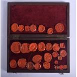 ANTIQUE WAX SEALS within a fitted box. Box 19 cm x 12 cm.