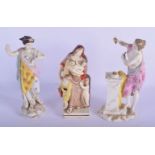 AN EARLY 19TH CENTURY ENGLISH PEARLWARE FIGURE together with two other Continental figures. Largest