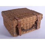 A VINTAGE WICKER BASKET. 40 cm wide.