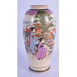 A LATE 19TH CENTURY JAPANESE MEIJI PERIOD SATSUMA VASE painted with figures and landscapes. 16 cm hi