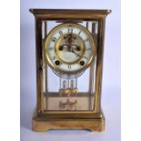 AN ANTIQUE AMERICAN FOUR GLASS REGULATOR CLOCK. 26 cm x 15 cm.