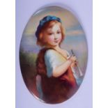 Early 20th c. Paragon porcelain plaque painted with “Evening” signed F. Micklewright no. 651. 16cm