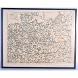 A WWII RAF PILOTS SILK ESCAPE AND EVASION MAP. Silk 48 cm x 34 cm.