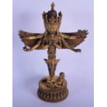 A CHINESE TIBETAN BRONZE FIGURE OF A WINGED GOD 20th Century. 27 cm x 15 cm.