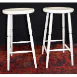 A pair of painted pine stools 67 x 37 cm (2).