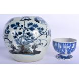 AN 18TH/19TH CENTURY JAPANESE EDO PERIOD BLUE AND WHITE BOWL together with a Qing ginger jar. Larges