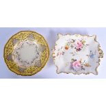 AN EARLY 19TH CENTURY DERBY PORCELAIN TWIN HANDLED DISH by William Moseley, together with a fine gil