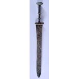 A CHINESE BRONZE ARCHAIC STYLE SWORD 20th Century, with banded handle and tapering blade. 39 cm long