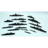 A collection of small metal Naval ships largest 15cm (16).