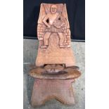 An African tribal carved stool 60 x 40 cm .