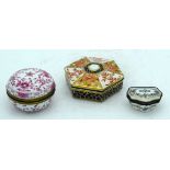 A Wedgwood porcelain box and cover together with a Meissen box and another . 8.5cm (3)