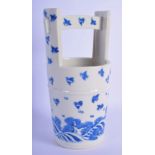 A 19TH CENTURY JAPANESE BLUE AND WHITE PORCELAIN BASKET painted with birds and foliage. 21 cm x 10 c