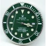 A contemporary Rolex dealership clock 34cm