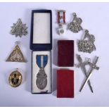 ASSORTED MASONIC WARES including a silver medal. (qty)