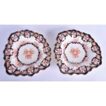 A PAIR OF ROYAL CROWN DERBY PORCELAIN IMARI DISHES. 24 cm x 21 cm.