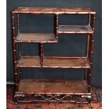 A Chinese hardwood snuff bottle display cabinet 56 x 46 x 17cm .