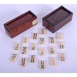 A SET OF EARLY 19TH CENTURY BONE DOMINOS within a fine quality box, together with another domino box