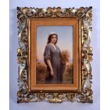 AN ANTIQUE KPM BERLIN PORCELAIN PLAQUE painted with Ruth. Porcelain 15 cm x 9 cm.