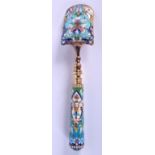 A CONTINENTAL SILVER AND ENAMEL SPOON. 16.2cm long, 75g