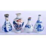 FOUR 17TH/18TH CENTURY CHINESE MINIATURE BLUE AND WHITE WATER DROPPERS Kangxi/Yongzheng, in various