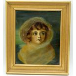 A 19th century framed oil on canvas of a young female signed Mackie 29 x 24cm.