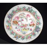 A 19TH CENTURY FRENCH SAMSONS OF PARIS PORCELAIN CABINET PLATE painted with birds in a landscape. 21