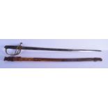 AN ANTIQUE BRITISH MILITARY SWORD with shagreen handle. 105 cm long.