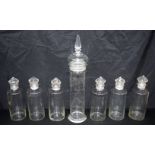 A collection of Victorian glass chemist jars 58cm (7).