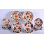 ASSORTED 19TH CENTURY CHINESE PORCELAIN SAUCERS painted with iron red flowers. Largest 14 cm diamete
