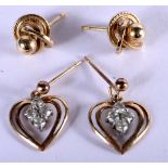 TWO PAIRS OF GOLD EARRINGS. Largest 2cm x 1.6cm, weight 1.72g (4)