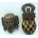 A wooden African Mask together with another mask 31cm (2).