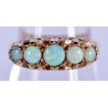 A VICTORIAN STYLE OPAL 9CT GOLD FIVE STONE RING. Size M, weight 2.97g,hallmarked Birmingham