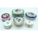 Collection of English and continental porcelain trinket boxes 11cm (12).