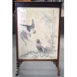 AN EARLY 20TH CENTURY CHINESE VIETNAMESE HANOI SILK PANEL within a European fire screen surround, de