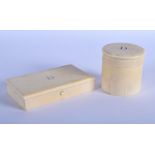 TWO 19TH CENTURY EUROPEAN CARVED IVORY BOXES possibly from a vanity set. Largest 12.5 cm x 7.5 cm. (